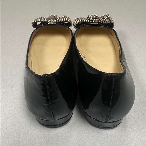 Kate Spade Dina Black Patent Bow Rhinestone Block Heels 7.5B - Picture 5 of 9